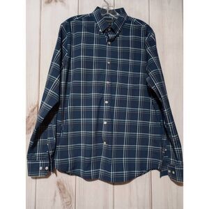 Banana Republic Shirt Men's Medium‎ Navy Button Front Long Sleeve Slim Flex Fit